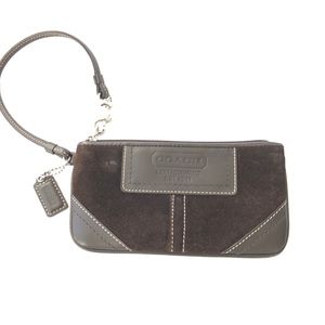 Coach Brown Suede Wristlet